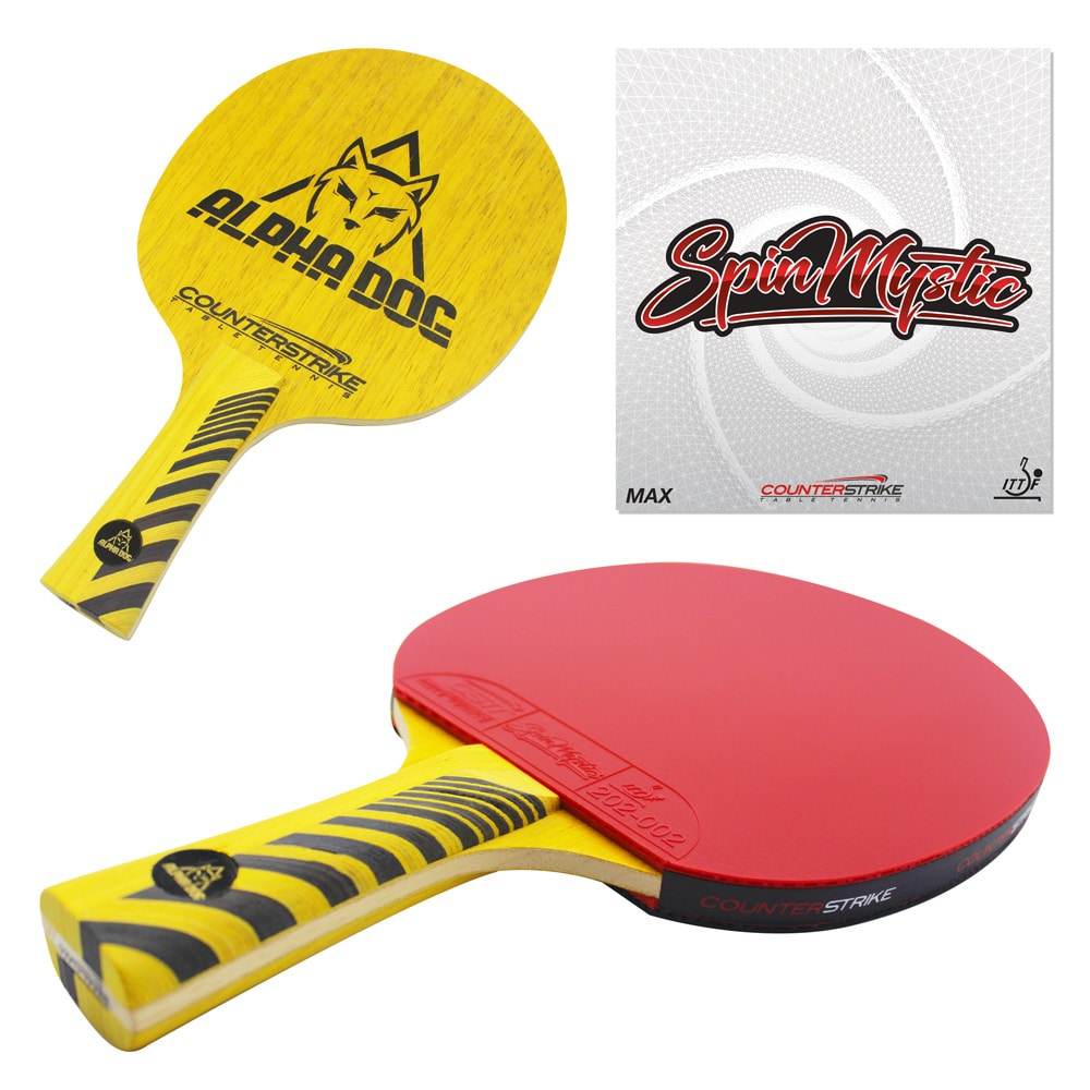 Alpha Dog Paddle (Spin Mystic Rubber) | Pre-Assembled Paddles | Pre-Made Paddles | Table Tennis Paddles | Ping Pong Paddles | CounterStrike Table Tennis | Composite