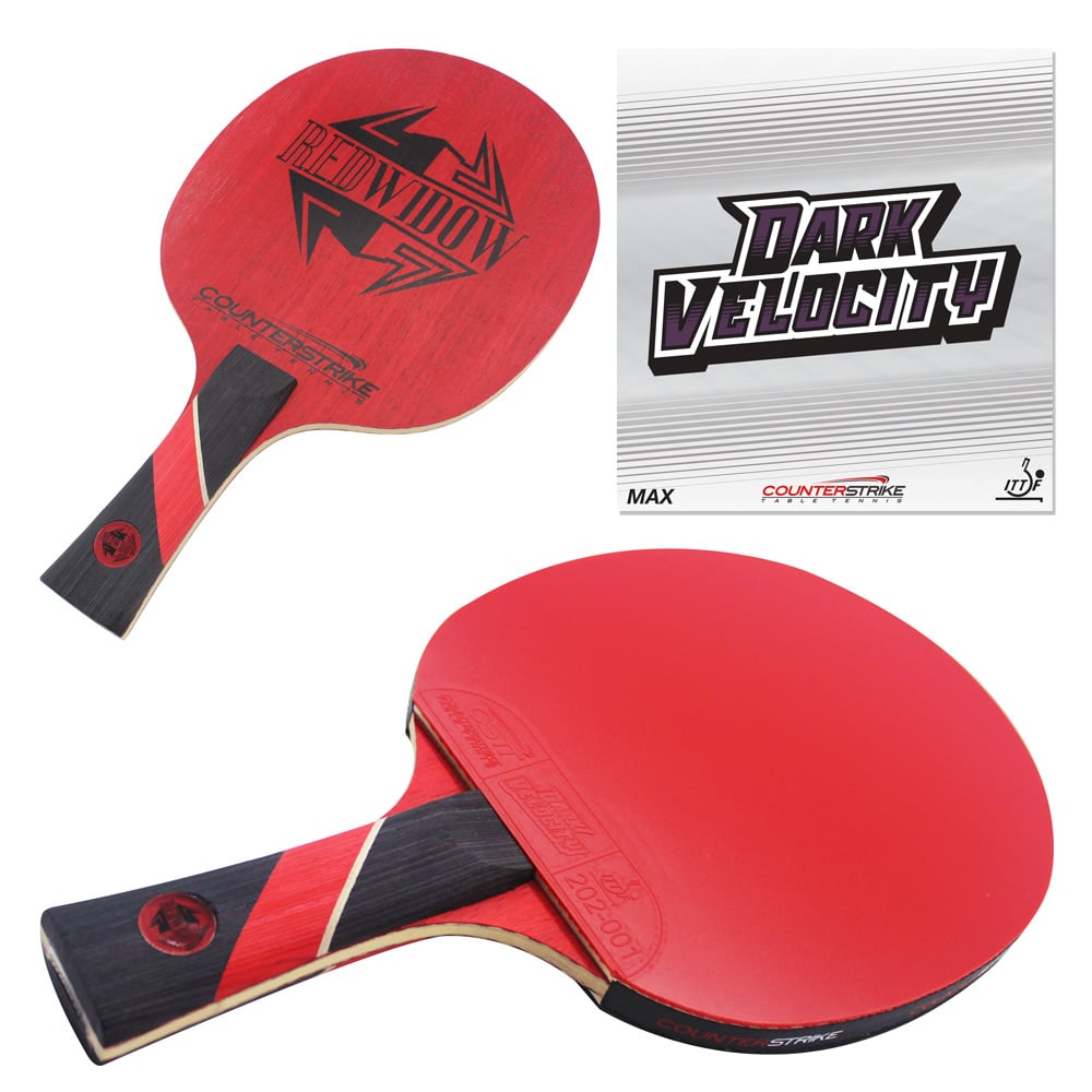 Red Widow Paddle (Dark Velocity Rubber) | Pre-Assembled Paddles | Pre-Made Paddles | Table Tennis Paddles | Ping Pong Paddles | CounterStrike Table Tennis | Composite