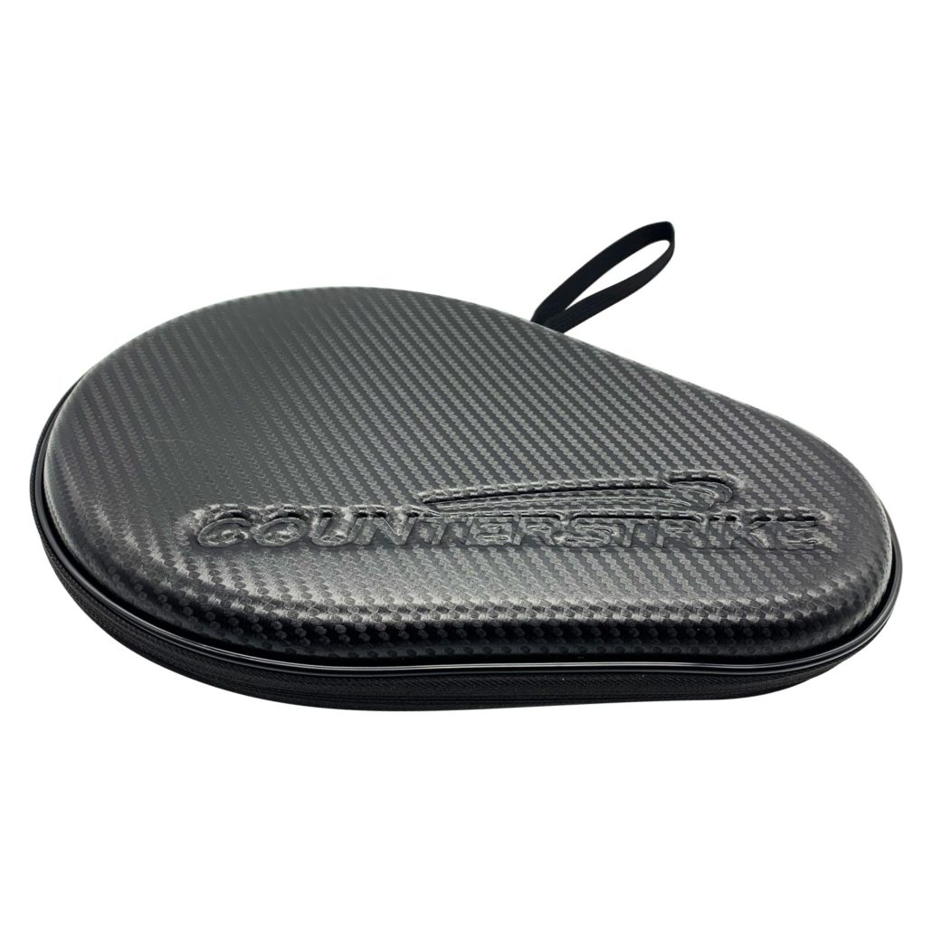 Table Tennis Paddle Hard Case | Ping Pong Paddle Hard Case | Water Resistant | Black Matte Fiber | Side Angle View