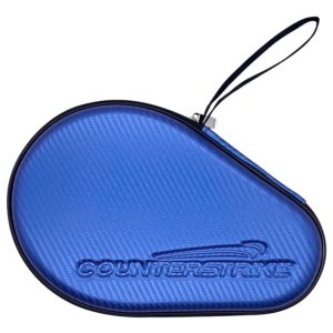 Table Tennis Paddle Hard Case | Ping Pong Paddle Hard Case | Water Resistant | Blue Matte Fiber | Top Angle View