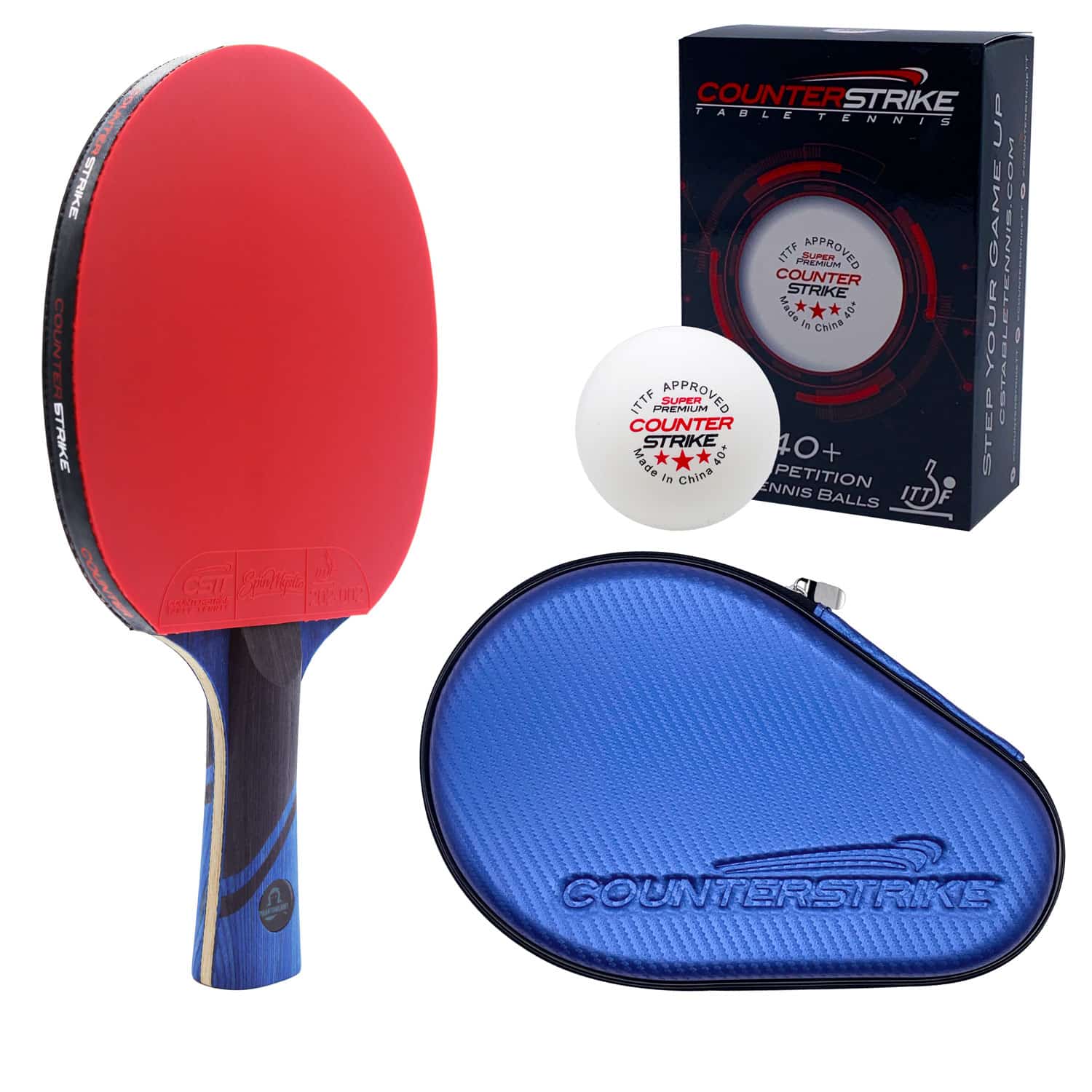 Phantom Light Paddle BUNDLE Paddle Hard Case Ping Pong Balls CounterStrike Table Tennis