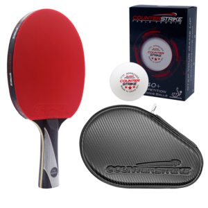 Rally Bandit Paddle BUNDLE with Black Matte Fiber Hard Case and 6 Balls | Pre-Assembled Paddles | Pre-Made Paddles | Table Tennis Paddles | Ping Pong Paddles | CounterStrike Table Tennis | Side Vertical Angled