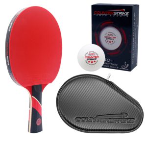 Red Widow Paddle BUNDLE with Black Matte Fiber Hard Case and 6 Balls | Pre-Assembled Paddles | Pre-Made Paddles | Table Tennis Paddles | Ping Pong Paddles | CounterStrike Table Tennis | Vertical Side Angled