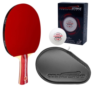 Atmostorm BUNDLE with Black Matte Fiber Hard Case and 6 Balls | Pre-Assembled Paddles | Pre-Made Paddles | Table Tennis Paddles | Ping Pong Paddles | CounterStrike Table Tennis | Vertical Side Angled