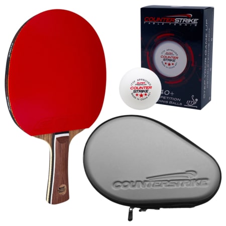 Thief Paddle BUNDLE with Silver Hard Case and 6 Balls | Pre-Assembled Paddles | Pre-Made Paddles | Table Tennis Paddles | Ping Pong Paddles | CounterStrike Table Tennis | Vertical Side Angled